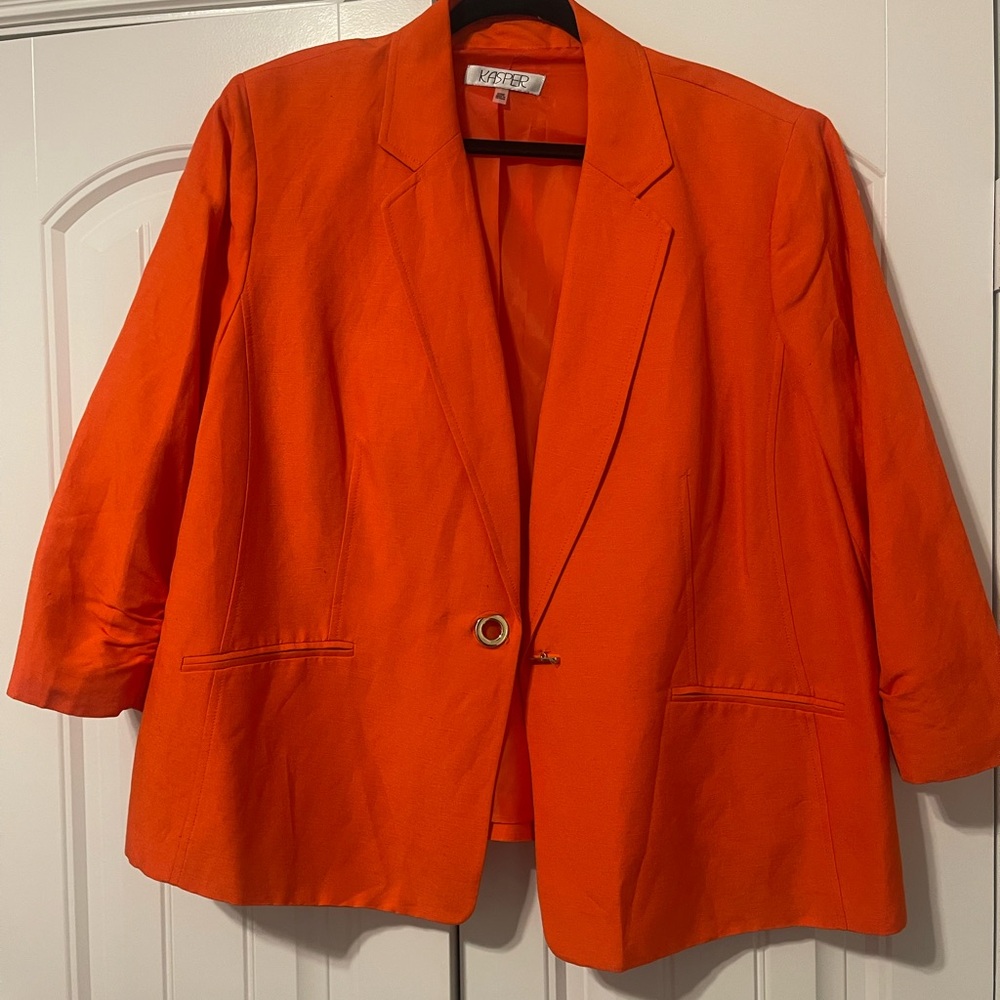 Kasper Bright Orange Linen Blazer 22W